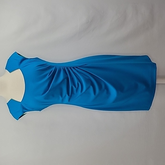 Calvin Klein Ruched Sheath Dress Turquoise Size 12 - Picture 4 of 13